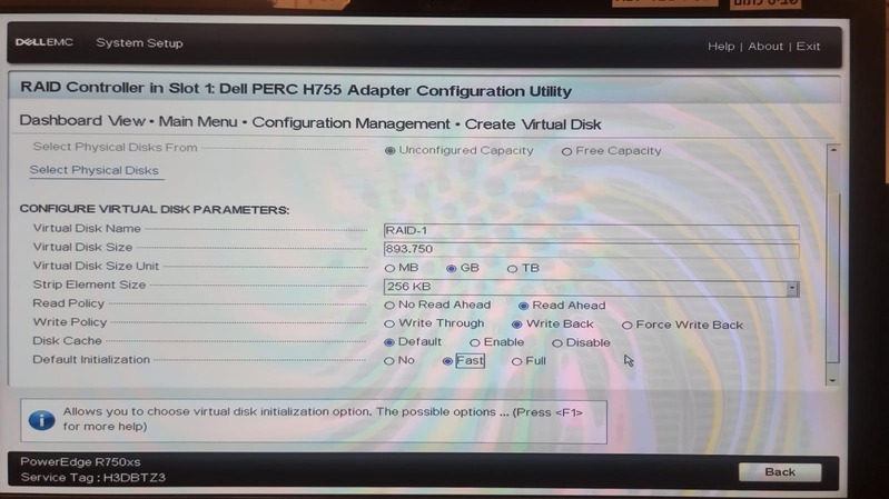 RAID configuration menu