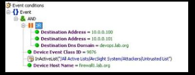 Filter conditions tree structure